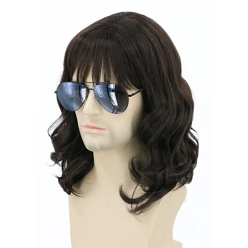 

Men's Wigs Black Short Wavy Shaggy Style Layered Cosplay Costumes Male Wig