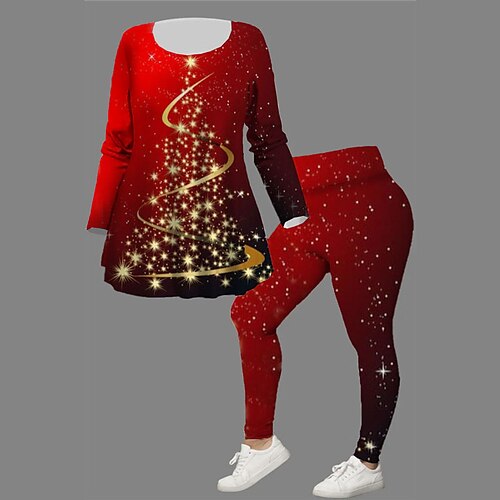 Women's Plus Size Tops Set Christmas Tree Print Long Sleeve Crew Neck Casual Festival Christmas Daily Polyester Winter Fall Wine
Women's Plus Size Tops Set Christmas Tree Print Long Sleeve Crew Neck Casual Festival Christmas Daily Polyester Winter Fall Wine