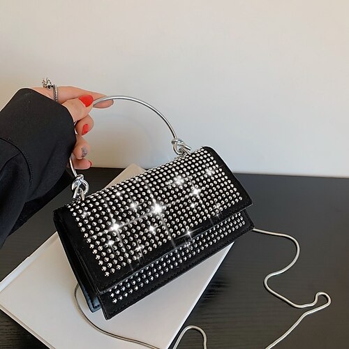 Dame Tværtaske Skuldertaske Håndtaske polyester PU Læder Daglig Glimmer Krystaldetaljering Vanlig Sølv Sort Regnbue
Dame Tværtaske Skuldertaske Håndtaske polyester PU Læder Daglig Glimmer Krystaldetaljering Vanlig Sølv Sort Regnbue