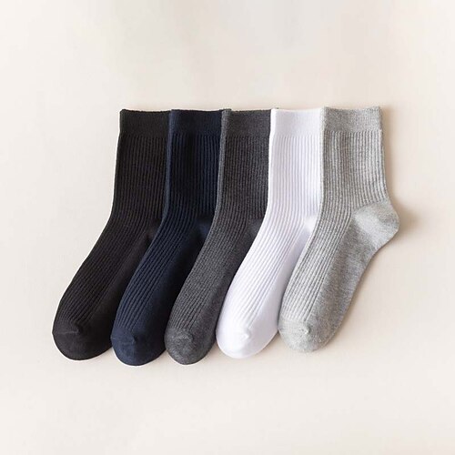 Men's 5 Pairs Socks Dress Socks Crew Socks Casual Socks Fashion Comfort Cotton Solid Colored Medium Fall & Winter Black Dark Gray Navy Blue
Men's 5 Pairs Socks Dress Socks Crew Socks Casual Socks Fashion Comfort Cotton Solid Colored Medium Fall & Winter Black Dark Gray Navy Blue