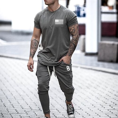 Men's T-shirt Suits Shorts and T Shirt Set Graphic Prints National Flag Crew Neck Blue Army Green Gray Hot Stamping Street Daily Short Sleeve Print Clothing Apparel 2pcs Fashion Designer Casual
Men's T-shirt Suits Shorts and T Shirt Set Graphic Prints National Flag Crew Neck Blue Army Green Gray Hot Stamping Street Daily Short Sleeve Print Clothing Apparel 2pcs Fashion Designer Casual