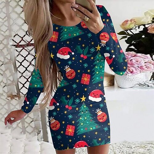 Women's Christmas Casual Dress Mini Dress Green Black Blue Long Sleeve Santa Claus Print Winter Fall Autumn Crew Neck Christmas Daily Vacation 2022 S M L XL XXL 3XL
Women's Christmas Casual Dress Mini Dress Green Black Blue Long Sleeve Santa Claus Print Winter Fall Autumn Crew Neck Christmas Daily Vacation 2022 S M L XL XXL 3XL