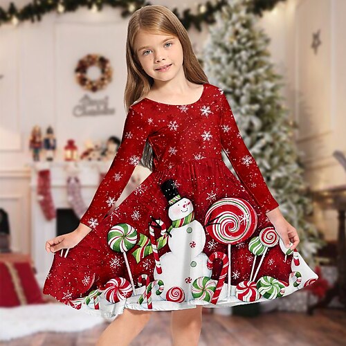 Kids Girls' Christmas Dress Snowman Casual Dress Above Knee Dress Christmas Gifts Long Sleeve Adorable Dress 2-13 Years Winter Red
Kids Girls' Christmas Dress Snowman Casual Dress Above Knee Dress Christmas Gifts Long Sleeve Adorable Dress 2-13 Years Winter Red