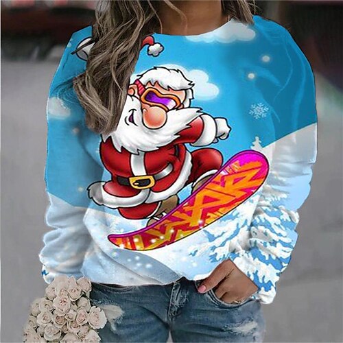 Women's Plus Size Christmas Tops Pullover Sweatshirt Santa Claus Snowman Print Long Sleeve Round Neck Casual Festival Daily Winter Fall Black Blue
Women's Plus Size Christmas Tops Pullover Sweatshirt Santa Claus Snowman Print Long Sleeve Round Neck Casual Festival Daily Winter Fall Black Blue
