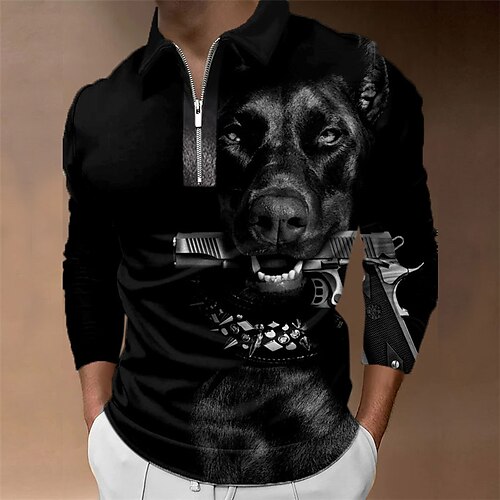 Men's Polo Shirt Golf Shirt Animal Dog Graphic Prints Turndown Black Yellow Gray 3D Print Outdoor Street Long Sleeve Zipper Print Clothing Apparel Fashion Designer Casual Soft
Men's Polo Shirt Golf Shirt Animal Dog Graphic Prints Turndown Black Yellow Gray 3D Print Outdoor Street Long Sleeve Zipper Print Clothing Apparel Fashion Designer Casual Soft