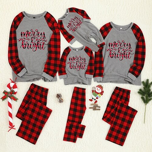 Christmas Pajamas Family Plaid Letter Home Dark Gray Long Sleeve Basic Matching Outfits
Christmas Pajamas Family Plaid Letter Home Dark Gray Long Sleeve Basic Matching Outfits