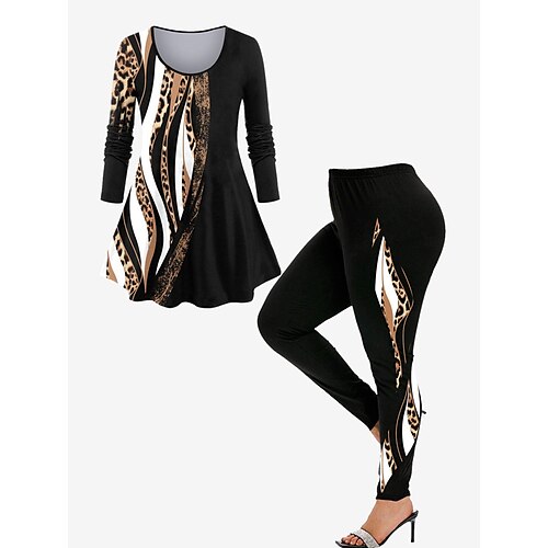 Women's Plus Size Tops Set Color Gradient Print 3/4 Length Sleeve Crew Neck Casual Daily Vacation Polyester Winter Fall Black
Women's Plus Size Tops Set Color Gradient Print 3/4 Length Sleeve Crew Neck Casual Daily Vacation Polyester Winter Fall Black