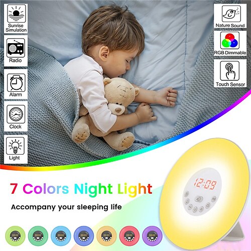 Wake Up Light Alarm Clock Sunrise/Sunset Simulation Luminous Digital Clock with FM Radio Night Light Touch Control Table Clocks
Wake Up Light Alarm Clock Sunrise/Sunset Simulation Luminous Digital Clock with FM Radio Night Light Touch Control Table Clocks