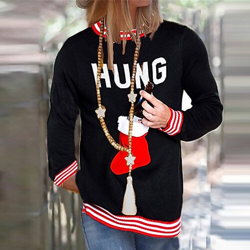 Women's Ugly Christmas Sweater Pullover Sweater Jumper Ribbed Knit Knitted Letter Crew Neck Stylish Casual Outdoor Christmas Winter Fall Black Wine M L XL
Women's Ugly Christmas Sweater Pullover Sweater Jumper Ribbed Knit Knitted Letter Crew Neck Stylish Casual Outdoor Christmas Winter Fall Black Wine M L XL
