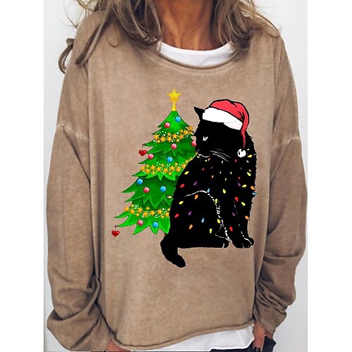 Women's Sweatshirt Pullover Basic Green Blue Khaki Cat Christmas Tree Christmas Round Neck Long Sleeve S M L XL 2XL 3XL
Women's Sweatshirt Pullover Basic Green Blue Khaki Cat Christmas Tree Christmas Round Neck Long Sleeve S M L XL 2XL 3XL