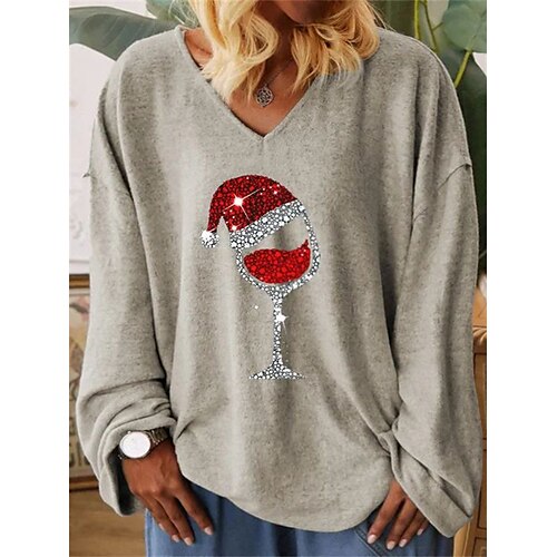 Women's Plus Size Christmas Tops Pullover Sweatshirt Graphic Print Long Sleeve V Neck Casual Holiday Daily Polyester Winter Fall Black Grey
Women's Plus Size Christmas Tops Pullover Sweatshirt Graphic Print Long Sleeve V Neck Casual Holiday Daily Polyester Winter Fall Black Grey