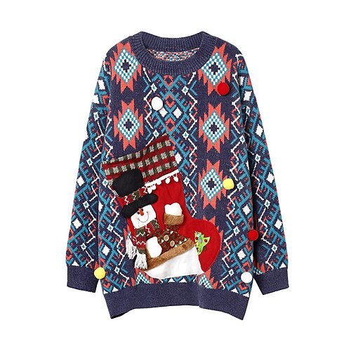 Women's Ugly Christmas Sweater Pullover Sweater Jumper Ribbed Knit Embroidered Knitted Geometric Crew Neck Stylish Casual Outdoor Christmas Winter Fall Blue White One-Size
Women's Ugly Christmas Sweater Pullover Sweater Jumper Ribbed Knit Embroidered Knitted Geometric Crew Neck Stylish Casual Outdoor Christmas Winter Fall Blue White One-Size