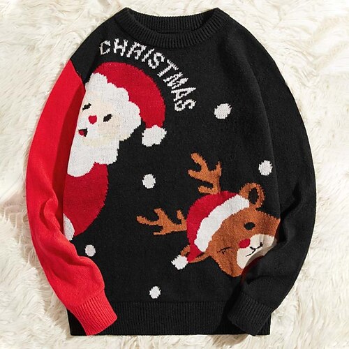 Men's Sweater Ugly Christmas Sweater Pullover Sweater Jumper Ribbed Knit Cropped Knitted Letter Crew Neck Keep Warm Modern Contemporary Christmas Work Clothing Apparel Fall & Winter Black S M L
Men's Sweater Ugly Christmas Sweater Pullover Sweater Jumper Ribbed Knit Cropped Knitted Letter Crew Neck Keep Warm Modern Contemporary Christmas Work Clothing Apparel Fall & Winter Black S M L