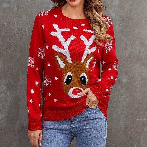 Women's Ugly Christmas Sweater Pullover Sweater Jumper Ribbed Knit Knitted Animal Crew Neck Stylish Casual Outdoor Christmas Winter Fall Red S M L
Women's Ugly Christmas Sweater Pullover Sweater Jumper Ribbed Knit Knitted Animal Crew Neck Stylish Casual Outdoor Christmas Winter Fall Red S M L