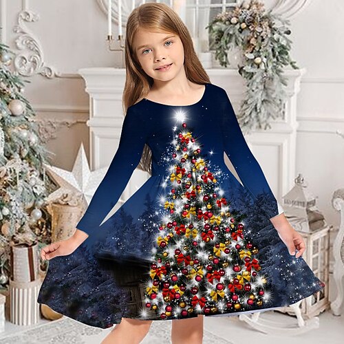 Kids Girls' Christmas Dress Christmas Tree Casual Dress Above Knee Dress Christmas Gifts Crewneck Crew Neck Long Sleeve Adorable Dress 3-10 Years Winter Blue
Kids Girls' Christmas Dress Christmas Tree Casual Dress Above Knee Dress Christmas Gifts Crewneck Crew Neck Long Sleeve Adorable Dress 3-10 Years Winter Blue