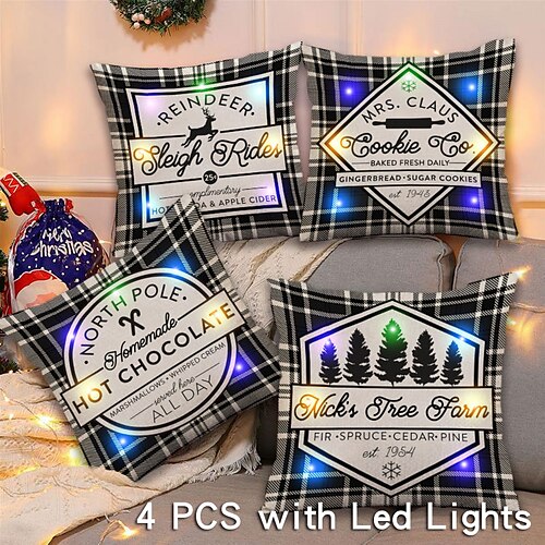 Christmas LED Lights Throw Pillow Cover 4PC Soft Decorative Merry Noel Square Cushion Pillowcase for Bedroom Livingroom Sofa Couch Chair Superior Quality
Christmas LED Lights Throw Pillow Cover 4PC Soft Decorative Merry Noel Square Cushion Pillowcase for Bedroom Livingroom Sofa Couch Chair Superior Quality