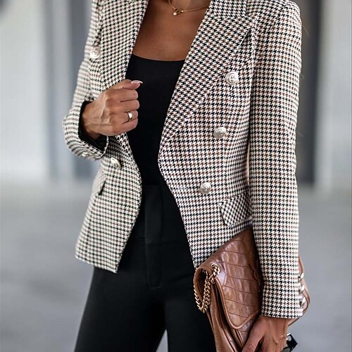 Women's Blazer Casual Jacket Breathable Comfortable Office Work Daily Wear Going out Button Pocket Double Breasted Turndown Fashion Modern Comfortable Street Style Plaid Regular Fit Outerwear Long
Women's Blazer Casual Jacket Breathable Comfortable Office Work Daily Wear Going out Button Pocket Double Breasted Turndown Fashion Modern Comfortable Street Style Plaid Regular Fit Outerwear Long