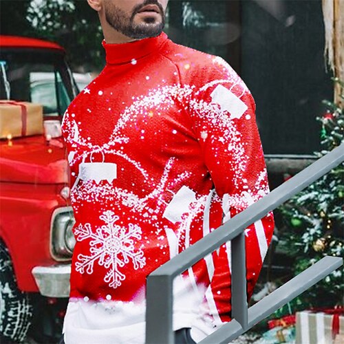 Men's T shirt Tee Graphic Snowflake Turtleneck Red 3D Print Outdoor Christmas Long Sleeve Print Clothing Apparel Basic Streetwear Designer Comfortable
Men's T shirt Tee Graphic Snowflake Turtleneck Red 3D Print Outdoor Christmas Long Sleeve Print Clothing Apparel Basic Streetwear Designer Comfortable