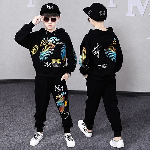 2 Pieces Kids Boys Hoodie & Pants Clothing Set Outfit Graphic Letter Long Sleeve Cotton Set Outdoor Cool Casual Winter Fall 7-13 Years Green Black Blue
2 Pieces Kids Boys Hoodie & Pants Clothing Set Outfit Graphic Letter Long Sleeve Cotton Set Outdoor Cool Casual Winter Fall 7-13 Years Green Black Blue