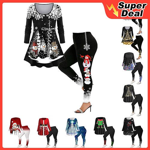 Women's Plus Size Tops Christmas Set Color Gradient Snowflake Print 3/4 Length Sleeve Crew Neck Casual Festival Daily Polyester Winter Fall Black
Women's Plus Size Tops Christmas Set Color Gradient Snowflake Print 3/4 Length Sleeve Crew Neck Casual Festival Daily Polyester Winter Fall Black
