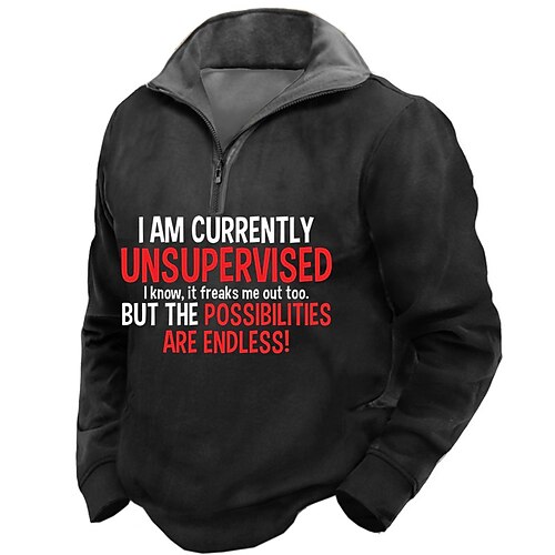 Men's Zip Up Sweatshirt Pullover Quarter Zipper Sweatshirt Black Half Zip Letter Graphic Prints Zipper Print Daily Sports 3D Print Basic Designer Casual Spring & Fall Clothing Apparel Hoodies
Men's Zip Up Sweatshirt Pullover Quarter Zipper Sweatshirt Black Half Zip Letter Graphic Prints Zipper Print Daily Sports 3D Print Basic Designer Casual Spring & Fall Clothing Apparel Hoodies