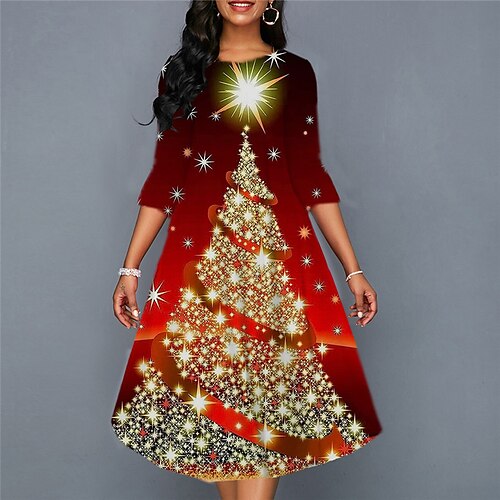 Women's Casual Dress Shift Dress Swing Dress Midi Dress Wine 3/4 Length Sleeve Christmas Tree Ruched Winter Fall Spring Crew Neck Fashion Christmas Daily 2022 S M L XL XXL 3XL
Women's Casual Dress Shift Dress Swing Dress Midi Dress Wine 3/4 Length Sleeve Christmas Tree Ruched Winter Fall Spring Crew Neck Fashion Christmas Daily 2022 S M L XL XXL 3XL