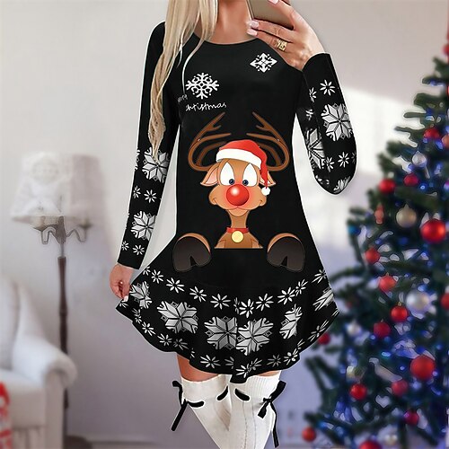 Vestido informal navideño para mujer, minivestido verde, negro, rojo, manga larga, estampado de alce, invierno, otoño, cuello redondo, elegante, 2022 s, m, l, xl, 2xl
Vestido informal navideño para mujer, minivestido verde, negro, rojo, manga larga, estampado de alce, invierno, otoño, cuello redondo, elegante, 2022 s, m, l, xl, 2xl