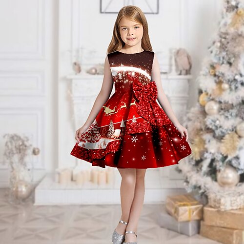 Kids Girls' Christmas Dress Elk Swing Dress Knee-length Dress Christmas Gifts Ruffle Crew Neck Sleeveless Elegant Dress 2-13 Years Winter Red
Kids Girls' Christmas Dress Elk Swing Dress Knee-length Dress Christmas Gifts Ruffle Crew Neck Sleeveless Elegant Dress 2-13 Years Winter Red