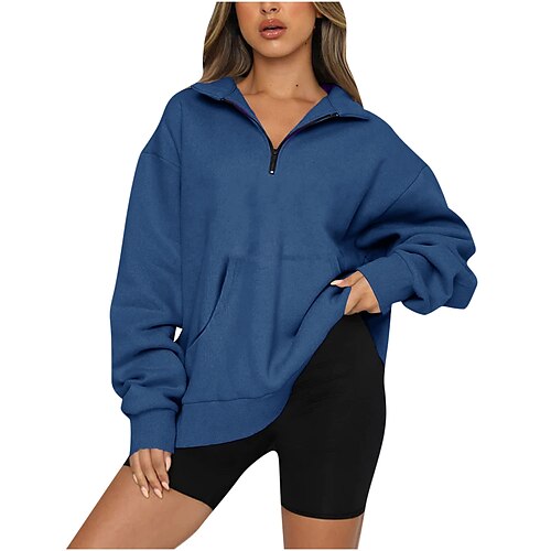 Women's Pullover Zip Sweatshirt Streetwear Fuzzy Sherpa Fleece Navy Blue Solid Color Oversized Casual V Neck Long Sleeve S M L XL
Women's Pullover Zip Sweatshirt Streetwear Fuzzy Sherpa Fleece Navy Blue Solid Color Oversized Casual V Neck Long Sleeve S M L XL