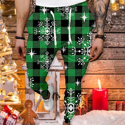 Men's Christmas Pants Joggers Trousers Casual Pants Drawstring Elastic Waist 3D Print Grid / Plaid Graphic Prints Snowflake Comfort Christmas Casual Daily Basic Fashion Green Red Micro-elastic
Men's Christmas Pants Joggers Trousers Casual Pants Drawstring Elastic Waist 3D Print Grid / Plaid Graphic Prints Snowflake Comfort Christmas Casual Daily Basic Fashion Green Red Micro-elastic