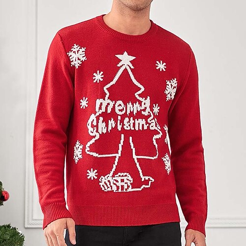Men's Sweater Ugly Christmas Sweater Pullover Sweater Jumper Ribbed Knit Cropped Knitted Letter Crew Neck Keep Warm Modern Contemporary Christmas Work Clothing Apparel Fall & Winter Red S M L
Men's Sweater Ugly Christmas Sweater Pullover Sweater Jumper Ribbed Knit Cropped Knitted Letter Crew Neck Keep Warm Modern Contemporary Christmas Work Clothing Apparel Fall & Winter Red S M L
