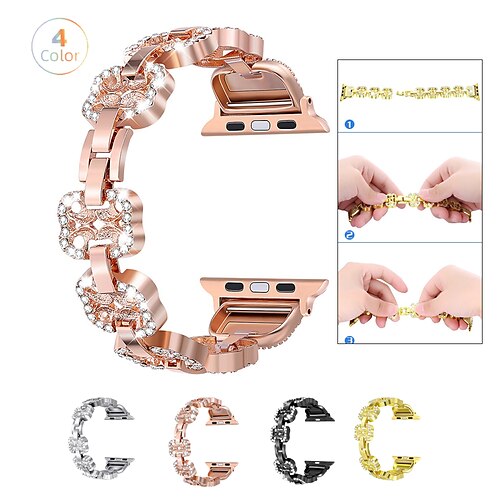 1PC Smart Watch Band Compatible with Apple iWatch Apple Watch Ultra 49mm Series 8/7/6/5/4/3/2/1 / SE Metal Band for iWatch Smartwatch Strap Wristband Metal Rhinestone Adjustable Breathable Quick
1PC Smart Watch Band Compatible with Apple iWatch Apple Watch Ultra 49mm Series 8/7/6/5/4/3/2/1 / SE Metal Band for iWatch Smartwatch Strap Wristband Metal Rhinestone Adjustable Breathable Quick