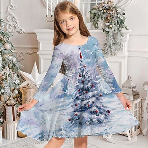 Kids Girls' Christmas Dress Christmas Tree Casual Dress Above Knee Dress Christmas Gifts Crewneck Crew Neck Long Sleeve Adorable Dress 3-10 Years Winter Blue
Kids Girls' Christmas Dress Christmas Tree Casual Dress Above Knee Dress Christmas Gifts Crewneck Crew Neck Long Sleeve Adorable Dress 3-10 Years Winter Blue