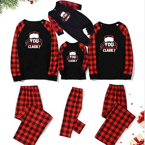 Christmas Pajamas Family Plaid Letter Home Black Long Sleeve Basic Matching Outfits
Christmas Pajamas Family Plaid Letter Home Black Long Sleeve Basic Matching Outfits