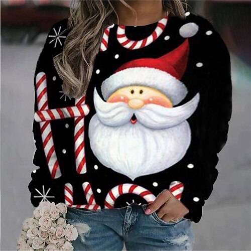 Women's Plus Size Christmas Tops Pullover Sweatshirt Letter Santa Claus Print Long Sleeve Round Neck Casual Festival Daily Winter Fall Black Wine
Women's Plus Size Christmas Tops Pullover Sweatshirt Letter Santa Claus Print Long Sleeve Round Neck Casual Festival Daily Winter Fall Black Wine