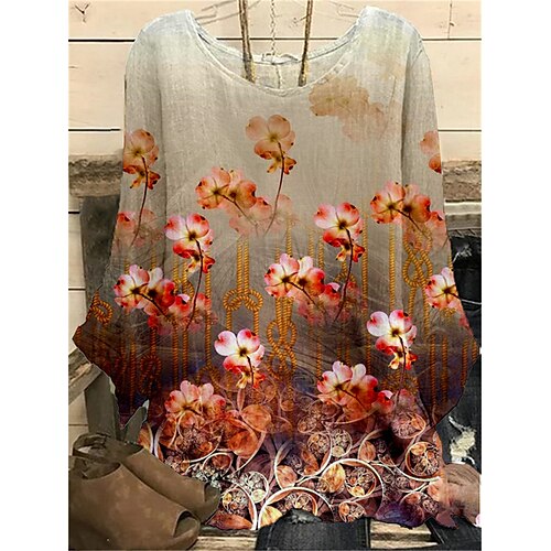 Women's Plus Size Tops Blouse Shirt Floral Print Long Sleeve Crew Neck Casual Daily Going out Polyester Winter Fall Blue khaki
Women's Plus Size Tops Blouse Shirt Floral Print Long Sleeve Crew Neck Casual Daily Going out Polyester Winter Fall Blue khaki
