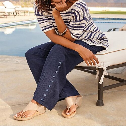 Women's Pants Trousers Dark Blue Red Apricot Fashion Casual Daily Wide Leg Full Length Comfort Plain S M L XL 2XL
Women's Pants Trousers Dark Blue Red Apricot Fashion Casual Daily Wide Leg Full Length Comfort Plain S M L XL 2XL