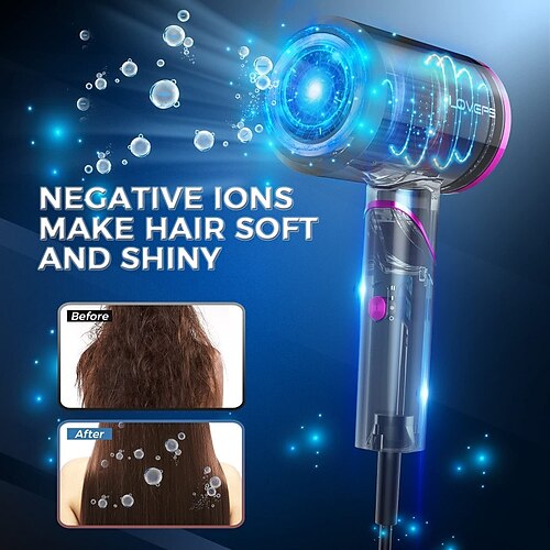 Hair Dryer with Diffuser 1800W Ionic Blow Dryer Foldable Handle Constant Temperature Hair Care Without Hair Damage Purple
Hair Dryer with Diffuser 1800W Ionic Blow Dryer Foldable Handle Constant Temperature Hair Care Without Hair Damage Purple
