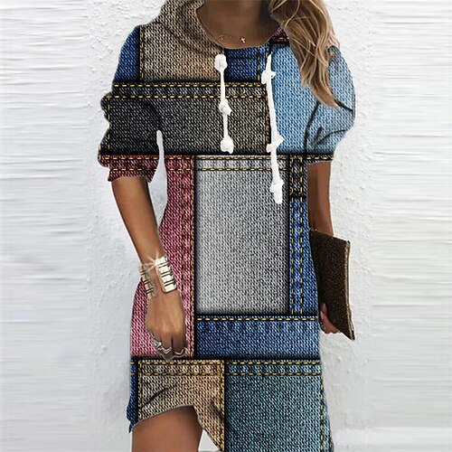 Women's Hoodie Dress Shift Dress Mini Dress Blue Long Sleeve Color Block Print Winter Fall Autumn Hooded Daily Vacation 2022 S M L XL XXL 3XL
Women's Hoodie Dress Shift Dress Mini Dress Blue Long Sleeve Color Block Print Winter Fall Autumn Hooded Daily Vacation 2022 S M L XL XXL 3XL