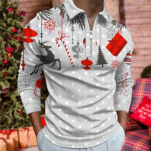 Men's Collar Polo Shirt Golf Shirt Elk Graphic Prints Turndown Blue Red 3D Print Christmas Street Long Sleeve Zipper Print Clothing Apparel Fashion Designer Casual Soft
Men's Collar Polo Shirt Golf Shirt Elk Graphic Prints Turndown Blue Red 3D Print Christmas Street Long Sleeve Zipper Print Clothing Apparel Fashion Designer Casual Soft