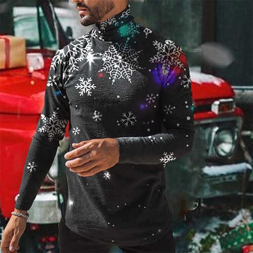 Men's T shirt Tee Graphic Snowflake Turtleneck Black 3D Print Outdoor Christmas Long Sleeve Print Clothing Apparel Basic Streetwear Designer Comfortable
Men's T shirt Tee Graphic Snowflake Turtleneck Black 3D Print Outdoor Christmas Long Sleeve Print Clothing Apparel Basic Streetwear Designer Comfortable