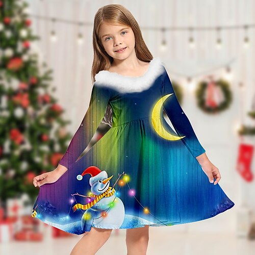 Kids Girls' Christmas Dress Moon Casual Dress Above Knee Dress Christmas Gifts Fur Trim Long Sleeve Adorable Dress 2-13 Years Winter Blue
Kids Girls' Christmas Dress Moon Casual Dress Above Knee Dress Christmas Gifts Fur Trim Long Sleeve Adorable Dress 2-13 Years Winter Blue