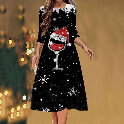 Women's Christmas Casual Dress Shift Dress Midi Dress Black 3/4 Length Sleeve Snowflake Ruched Winter Fall Autumn Fashion Christmas Daily 2022 S M L XL XXL 3XL
Women's Christmas Casual Dress Shift Dress Midi Dress Black 3/4 Length Sleeve Snowflake Ruched Winter Fall Autumn Fashion Christmas Daily 2022 S M L XL XXL 3XL
