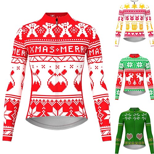 Women's Cycling Jersey Long Sleeve Bike Jersey Top with 3 Rear Pockets Ugly Christmas Funny Christmas Mountain Bike MTB Road Bike Cycling Breathable Quick Dry Moisture Wicking Reflective Strips Red
Women's Cycling Jersey Long Sleeve Bike Jersey Top with 3 Rear Pockets Ugly Christmas Funny Christmas Mountain Bike MTB Road Bike Cycling Breathable Quick Dry Moisture Wicking Reflective Strips Red