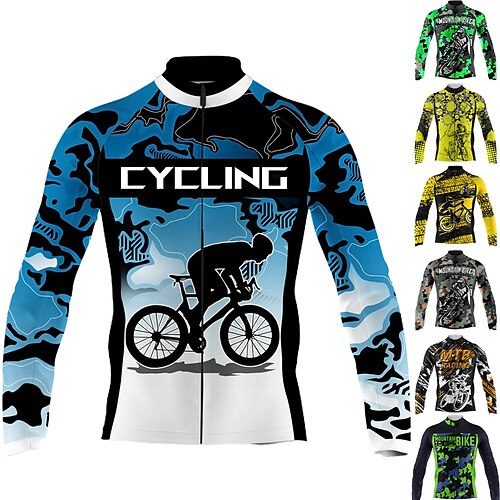 21Grams Men's Cycling Jersey Long Sleeve Bike Jersey Top with 3 Rear Pockets Mountain Bike MTB Road Bike Cycling Breathable Quick Dry Moisture Wicking Reflective Strips Black Green Yellow Camo
21Grams Men's Cycling Jersey Long Sleeve Bike Jersey Top with 3 Rear Pockets Mountain Bike MTB Road Bike Cycling Breathable Quick Dry Moisture Wicking Reflective Strips Black Green Yellow Camo