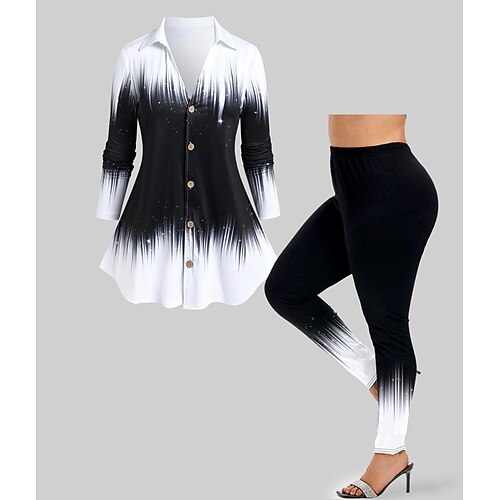 Women's Plus Size Tops Set Color Block Patchwork Button Long Sleeve Shirt Collar Fashion Modern Daily Vacation Polyester Winter Fall Black And White
Women's Plus Size Tops Set Color Block Patchwork Button Long Sleeve Shirt Collar Fashion Modern Daily Vacation Polyester Winter Fall Black And White