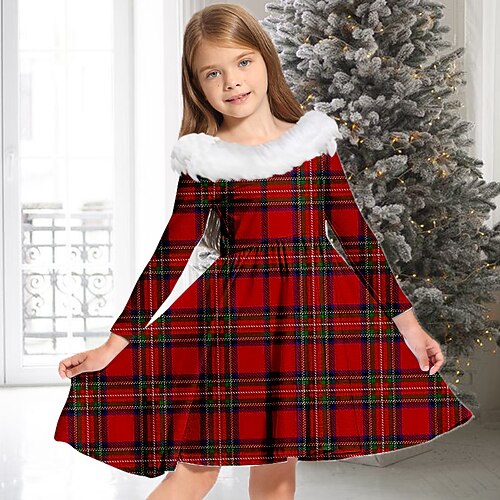 Kids Girls' Christmas Dress Plaid Casual Dress Above Knee Dress Christmas Gifts Fur Trim Long Sleeve Adorable Dress 2-13 Years Winter Blue Wine Red
Kids Girls' Christmas Dress Plaid Casual Dress Above Knee Dress Christmas Gifts Fur Trim Long Sleeve Adorable Dress 2-13 Years Winter Blue Wine Red