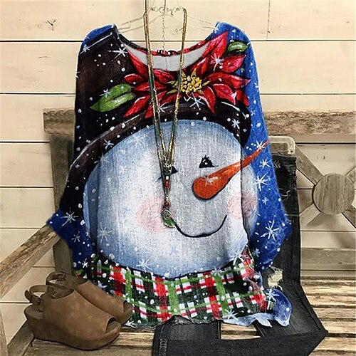 Women's Plus Size Christmas Tops Blouse Shirt Snowman Snowflake Print Long Sleeve Casual Daily Polyester Winter Fall Black Blue
Women's Plus Size Christmas Tops Blouse Shirt Snowman Snowflake Print Long Sleeve Casual Daily Polyester Winter Fall Black Blue