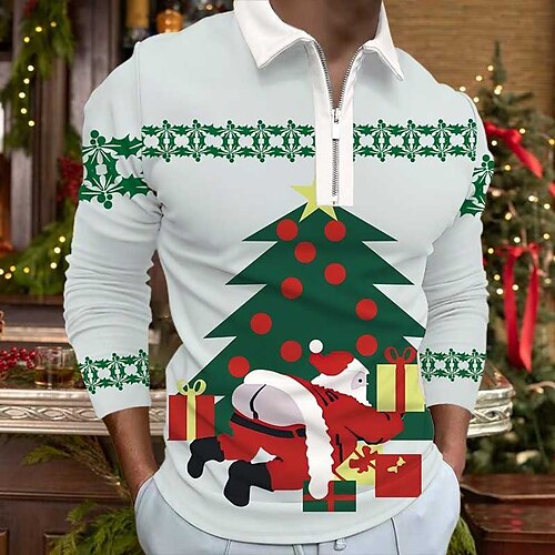 Men's Collar Polo Shirt Golf Shirt Tree Santa Claus Turndown Light Green 3D Print Christmas Street Long Sleeve Zipper Print Clothing Apparel Fashion Designer Casual Breathable
Men's Collar Polo Shirt Golf Shirt Tree Santa Claus Turndown Light Green 3D Print Christmas Street Long Sleeve Zipper Print Clothing Apparel Fashion Designer Casual Breathable