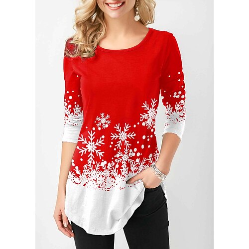 Women's Blouse Shirt Black Red Plaid Snowman Print Long Sleeve Christmas Casual Basic Round Neck Long S
Women's Blouse Shirt Black Red Plaid Snowman Print Long Sleeve Christmas Casual Basic Round Neck Long S